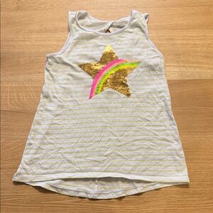 Wonder Nation White Tank Top with Gold Star and Rainbow